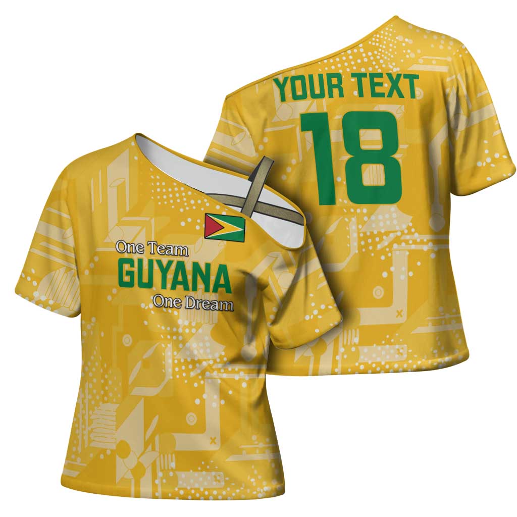 One Team One Game Guyana Football Custom Cross Shoulder Shirt Pride Of Guyana Yellow Version