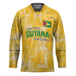 One Team One Game Guyana Football Custom Hockey Jersey Pride Of Guyana Yellow Version