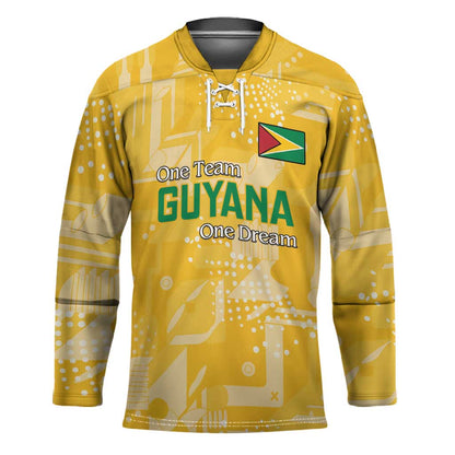 One Team One Game Guyana Football Custom Hockey Jersey Pride Of Guyana Yellow Version