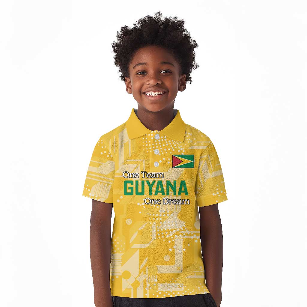 One Team One Game Guyana Football Custom Kid Polo Shirt Pride Of Guyana Green Version - African Pride