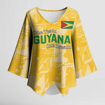 One Team One Game Guyana Football Custom Kimono Sleeve Blouse Pride Of Guyana Yellow Version