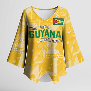 One Team One Game Guyana Football Custom Kimono Sleeve Blouse Pride Of Guyana Yellow Version