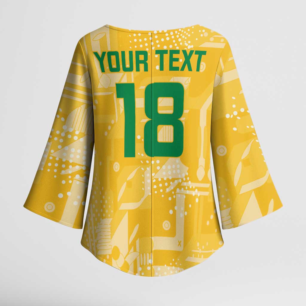 One Team One Game Guyana Football Custom Kimono Sleeve Blouse Pride Of Guyana Yellow Version