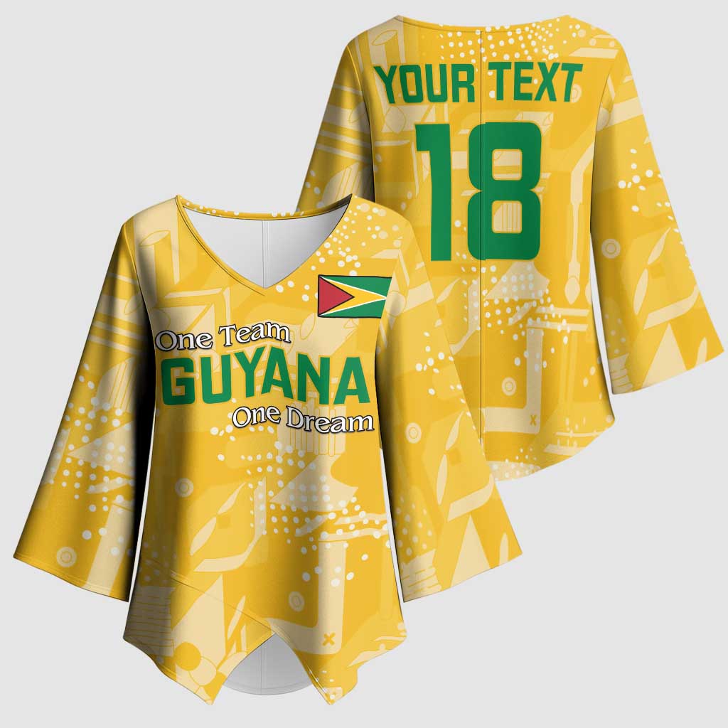 One Team One Game Guyana Football Custom Kimono Sleeve Blouse Pride Of Guyana Yellow Version