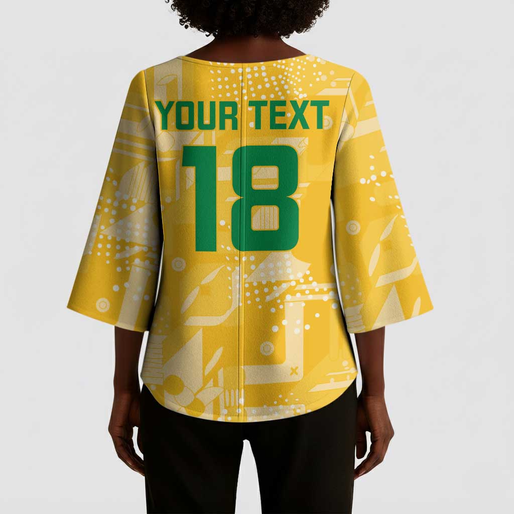 One Team One Game Guyana Football Custom Kimono Sleeve Blouse Pride Of Guyana Yellow Version