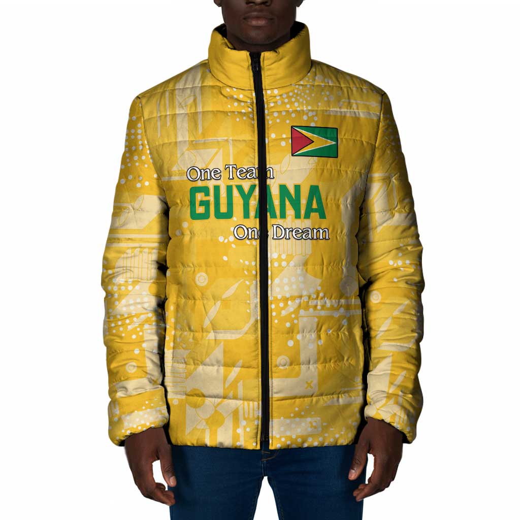 One Team One Game Guyana Football Custom Padded Jacket Pride Of Guyana Yellow Version