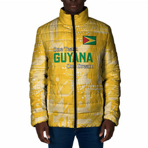 One Team One Game Guyana Football Custom Padded Jacket Pride Of Guyana Yellow Version