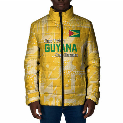 One Team One Game Guyana Football Custom Padded Jacket Pride Of Guyana Yellow Version
