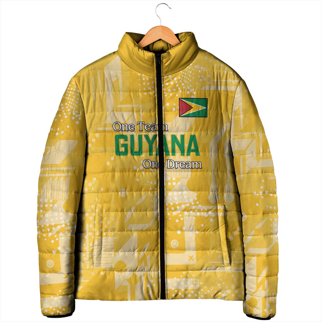 One Team One Game Guyana Football Custom Padded Jacket Pride Of Guyana Yellow Version