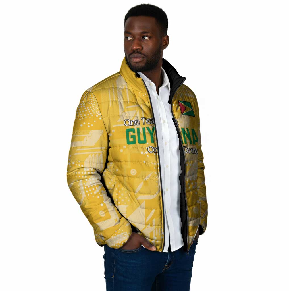 One Team One Game Guyana Football Custom Padded Jacket Pride Of Guyana Yellow Version