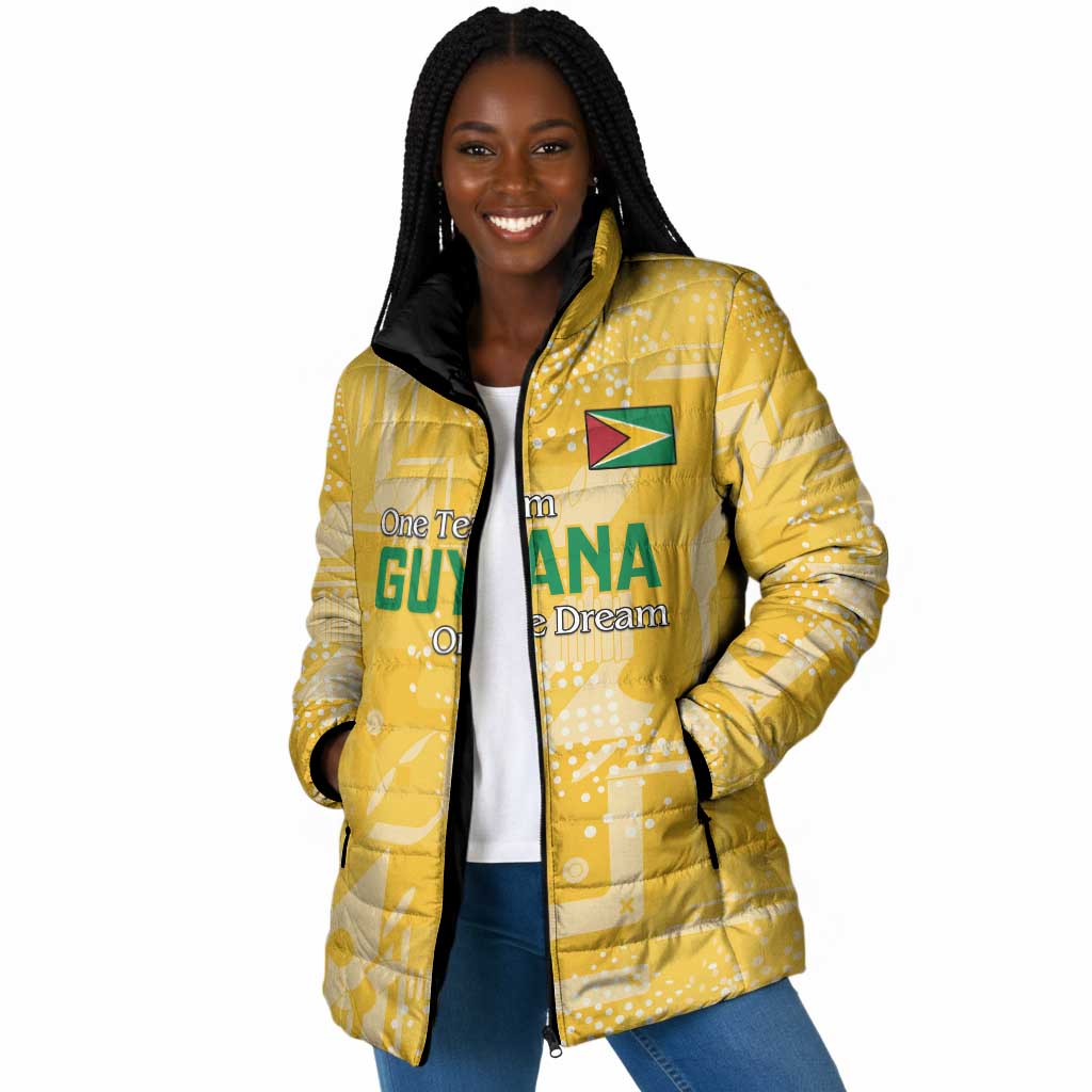 One Team One Game Guyana Football Custom Padded Jacket Pride Of Guyana Yellow Version