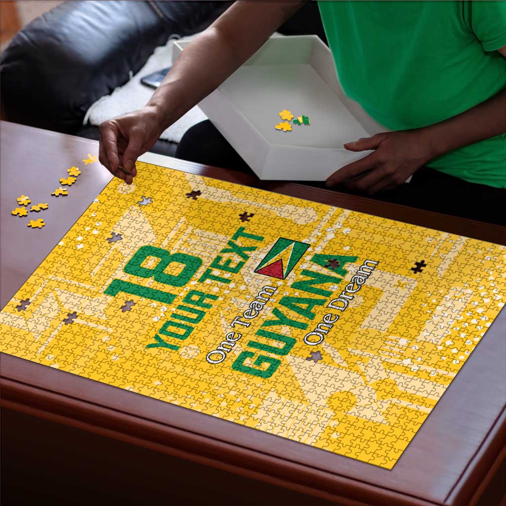 One Team One Game Guyana Football Custom Puzzle Pride Of Guyana Yellow Version