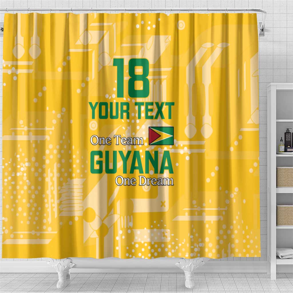 One Team One Game Guyana Football Custom Shower Curtain Pride Of Guyana Green Version - African Pride