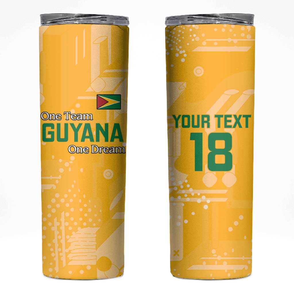 One Team One Game Guyana Football Custom Skinny Tumbler Pride Of Guyana Green Version - African Pride
