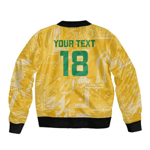 One Team One Game Guyana Football Custom Sleeve Zip Bomber Jacket Pride Of Guyana Green Version - African Pride