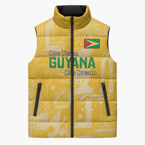 One Team One Game Guyana Football Custom Sleeveless Puffer Jacket Pride Of Guyana Yellow Version