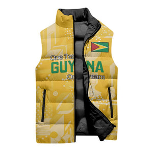 One Team One Game Guyana Football Custom Sleeveless Puffer Jacket Pride Of Guyana Yellow Version