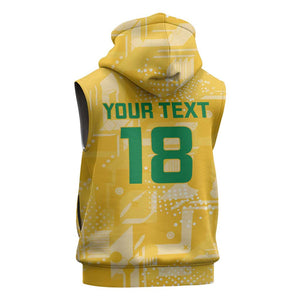 One Team One Game Guyana Football Custom Sleeveless Zip Hoodie Pride Of Guyana Green Version - African Pride