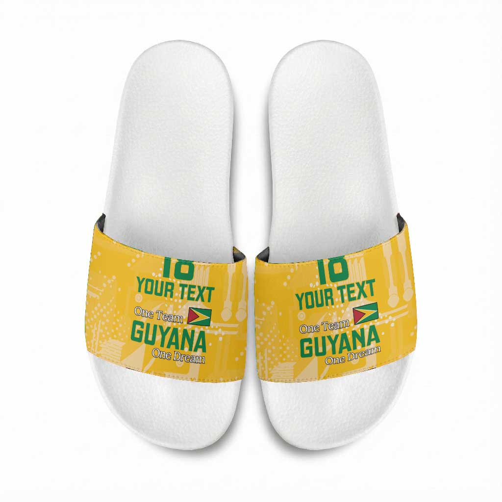 One Team One Game Guyana Football Custom Slide Sandals Pride Of Guyana Yellow Version