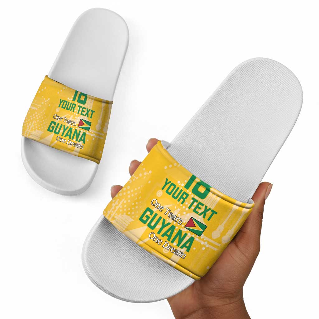 One Team One Game Guyana Football Custom Slide Sandals Pride Of Guyana Yellow Version