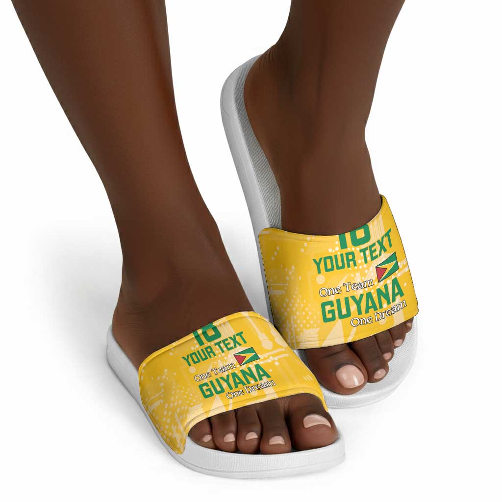 One Team One Game Guyana Football Custom Slide Sandals Pride Of Guyana Yellow Version
