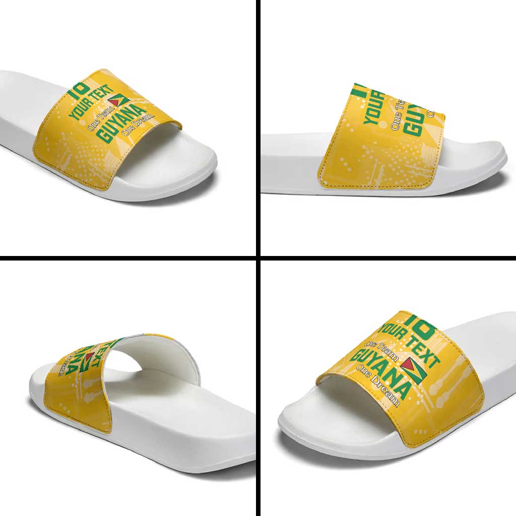 One Team One Game Guyana Football Custom Slide Sandals Pride Of Guyana Yellow Version