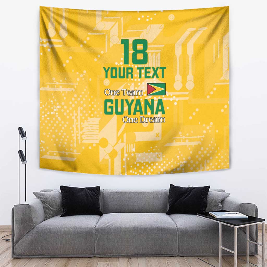 One Team One Game Guyana Football Custom Tapestry Pride Of Guyana Green Version - African Pride