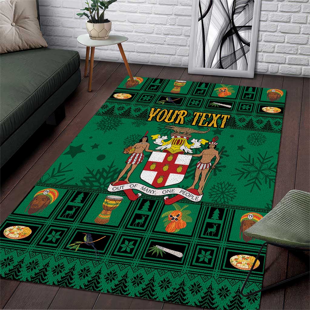 Personalized Afro-Jamaicans Merri Crissmuss Area Rug Coat Of Arms - Xmas