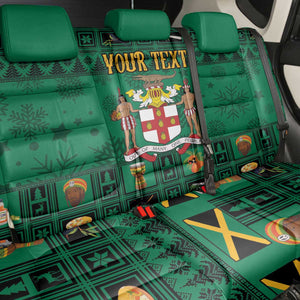 Personalized Afro-Jamaicans Merri Crissmuss Back Car Seat Cover Coat Of Arms - Xmas