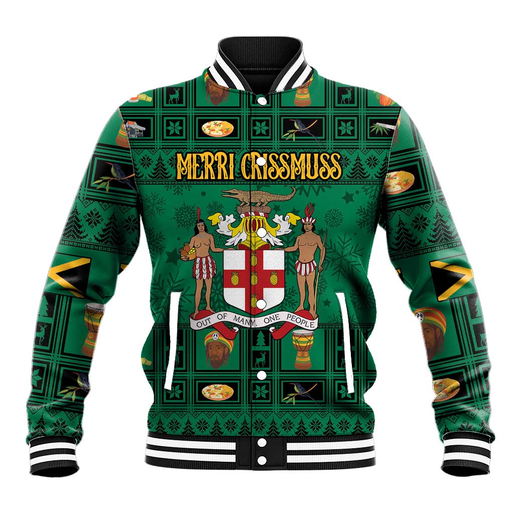 Personalized Afro-Jamaicans Merri Crissmuss Baseball Jacket Coat Of Arms - Xmas LT18