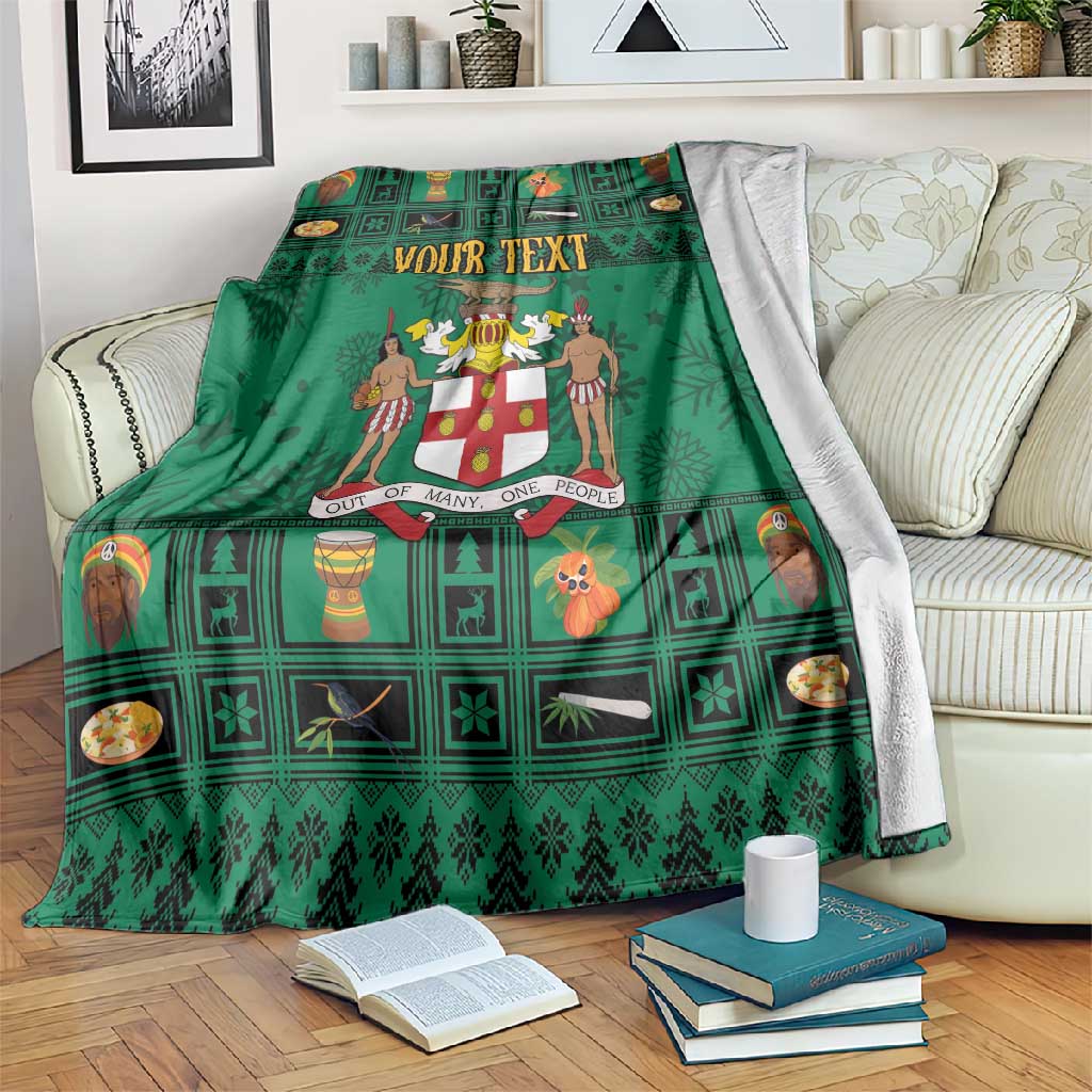 Personalized Afro-Jamaicans Merri Crissmuss Blanket Coat Of Arms - Xmas