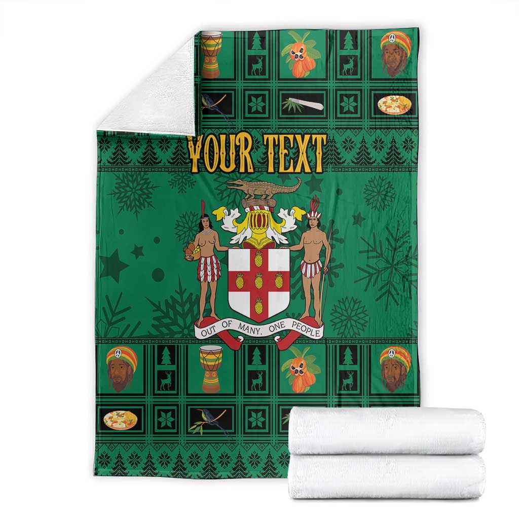 Personalized Afro-Jamaicans Merri Crissmuss Blanket Coat Of Arms - Xmas