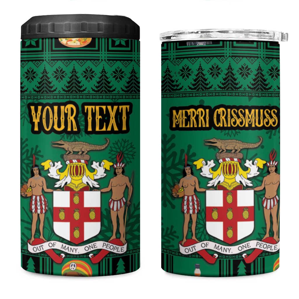 Personalized Afro-Jamaicans Merri Crissmuss 4 in 1 Can Cooler Tumbler Coat Of Arms - Xmas