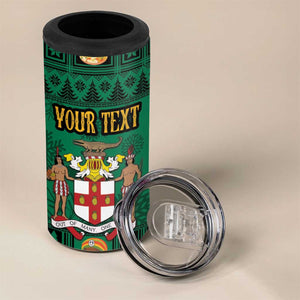 Personalized Afro-Jamaicans Merri Crissmuss 4 in 1 Can Cooler Tumbler Coat Of Arms - Xmas