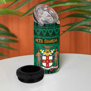 Personalized Afro-Jamaicans Merri Crissmuss 4 in 1 Can Cooler Tumbler Coat Of Arms - Xmas