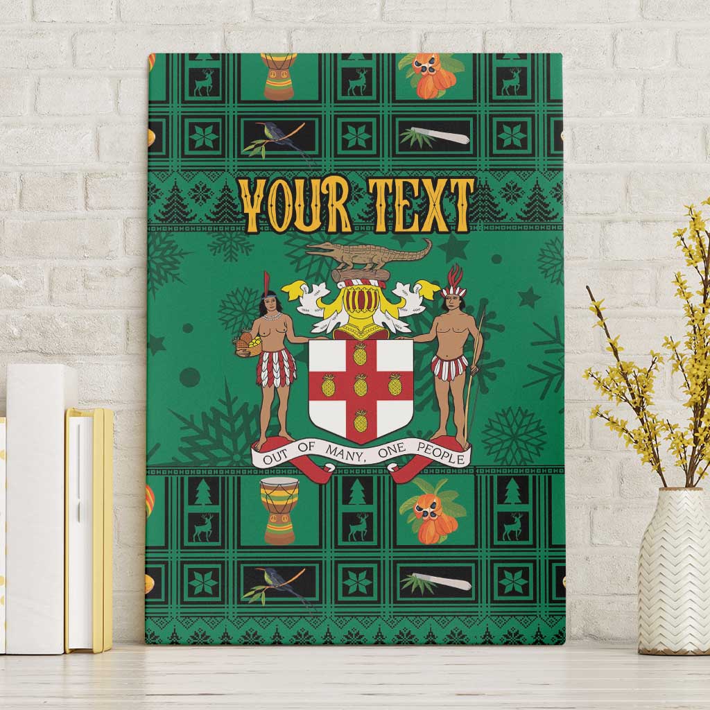 Personalized Afro-Jamaicans Merri Crissmuss Canvas Wall Art Coat Of Arms - Xmas