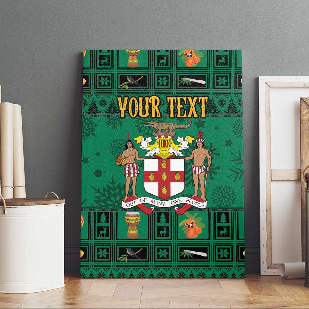 Personalized Afro-Jamaicans Merri Crissmuss Canvas Wall Art Coat Of Arms - Xmas