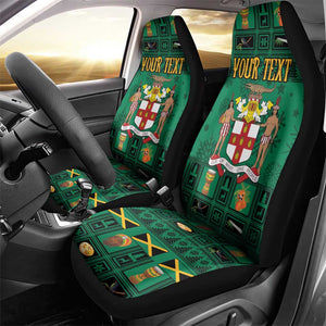 Personalized Afro-Jamaicans Merri Crissmuss Car Seat Cover Coat Of Arms - Xmas