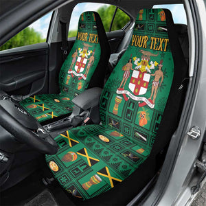 Personalized Afro-Jamaicans Merri Crissmuss Car Seat Cover Coat Of Arms - Xmas