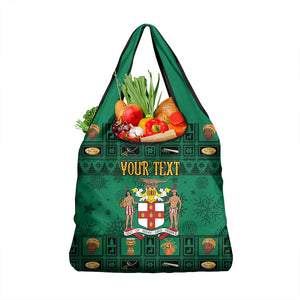 Personalized Afro-Jamaicans Merri Crissmuss Grocery Bag Coat Of Arms - Xmas