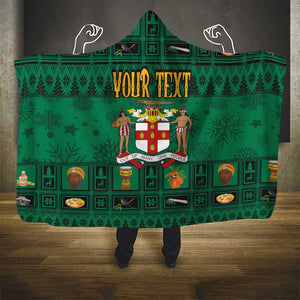 Personalized Afro-Jamaicans Merri Crissmuss Hooded Blanket Coat Of Arms - Xmas