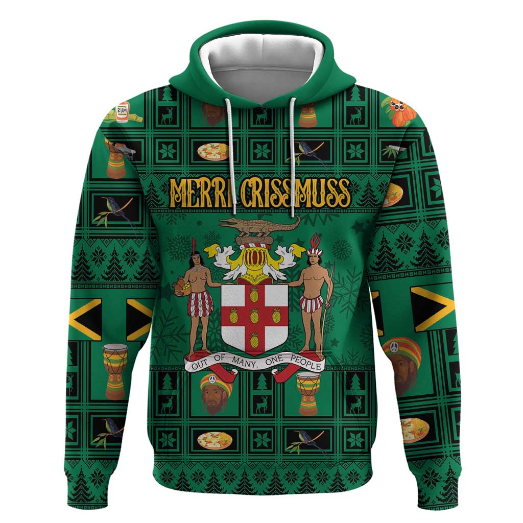 Personalized Afro-Jamaicans Merri Crissmuss Hoodie Coat Of Arms - Xmas