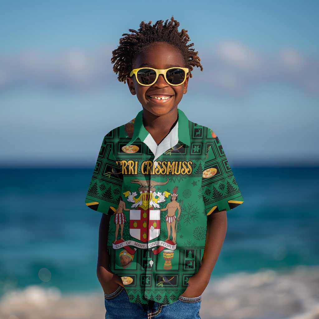 Personalized Afro-Jamaicans Merri Crissmuss Kid Hawaiian Shirt Coat Of Arms - Xmas