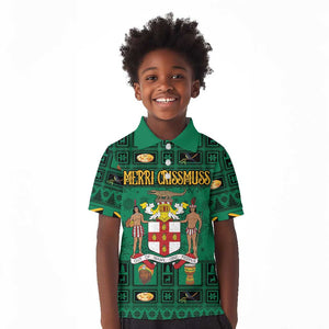 Personalized Afro-Jamaicans Merri Crissmuss Kid Polo Shirt Coat Of Arms - Xmas