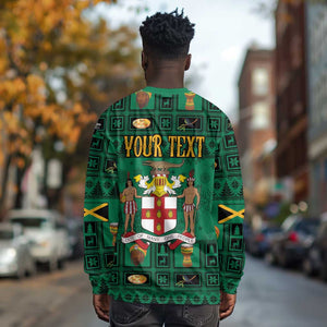 Personalized Afro-Jamaicans Merri Crissmuss Long Sleeve Shirt Coat Of Arms - Xmas LT18