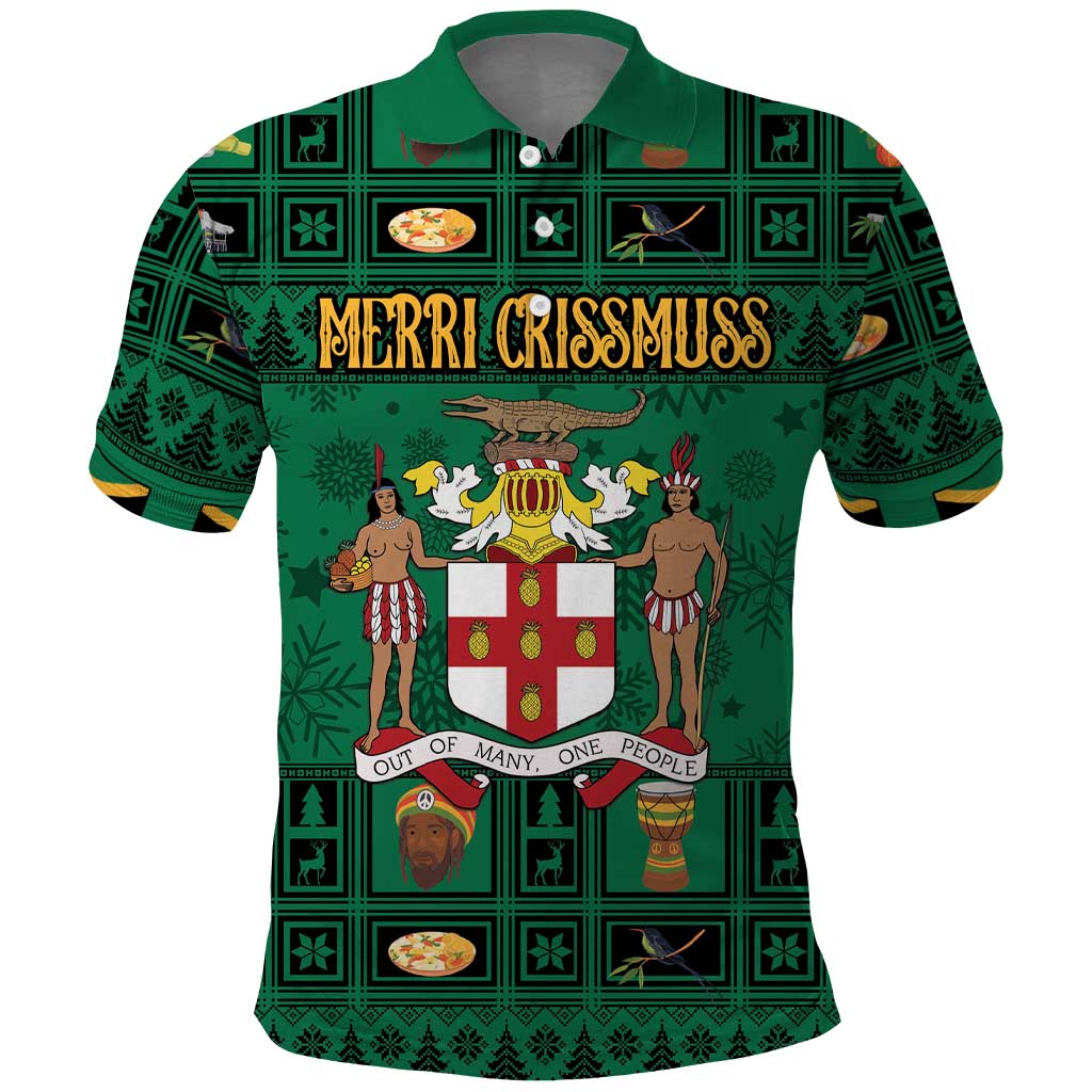 Personalized Afro-Jamaicans Merri Crissmuss Polo Shirt Coat Of Arms - Xmas