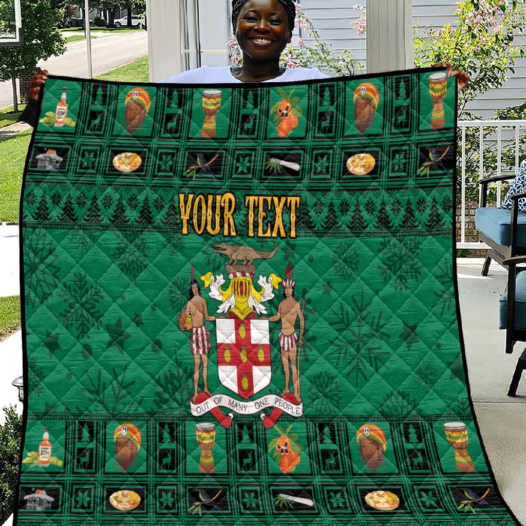 Personalized Afro-Jamaicans Merri Crissmuss Quilt Coat Of Arms - Xmas