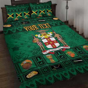 Personalized Afro-Jamaicans Merri Crissmuss Quilt Bed Set Coat Of Arms - Xmas