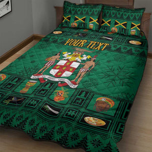 Personalized Afro-Jamaicans Merri Crissmuss Quilt Bed Set Coat Of Arms - Xmas