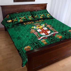 Personalized Afro-Jamaicans Merri Crissmuss Quilt Bed Set Coat Of Arms - Xmas